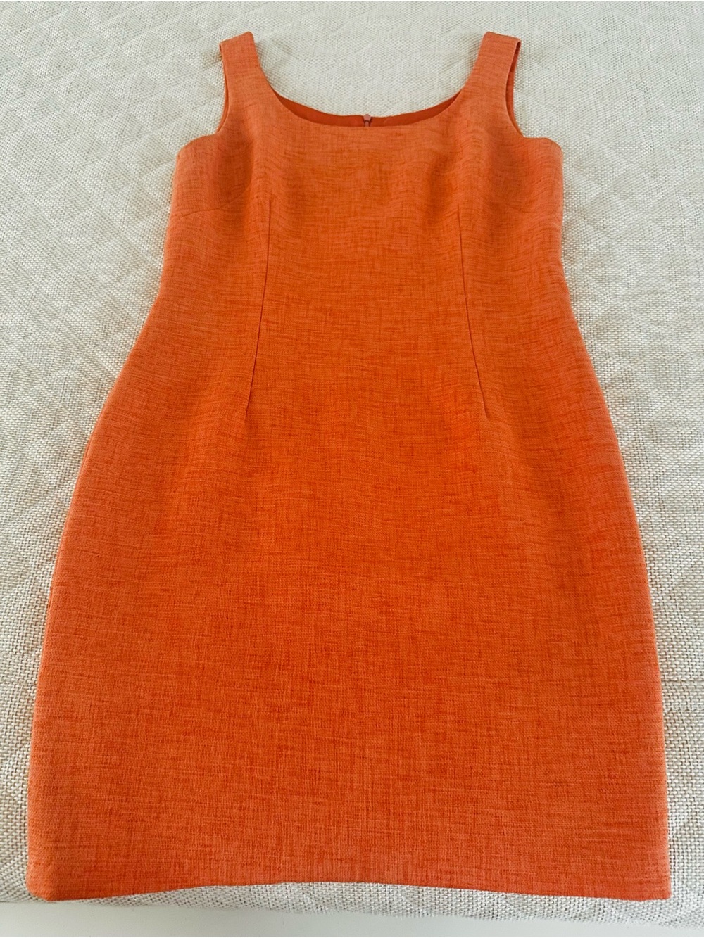 David Meister Women’s Orange Sheath Dress Size 10 Sleeveless Made in USA
